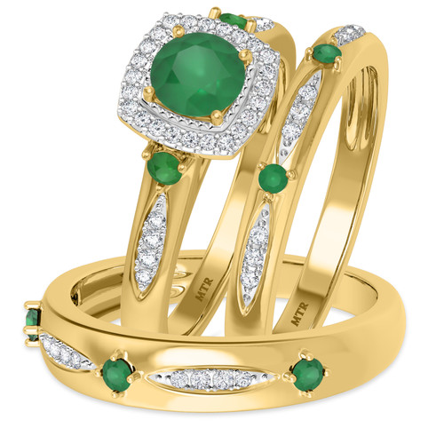 Photo of Mawar 1 1/7 ct tw. Round Solitaire Trio Set 10K Yellow Gold [BT2145Y-C000]