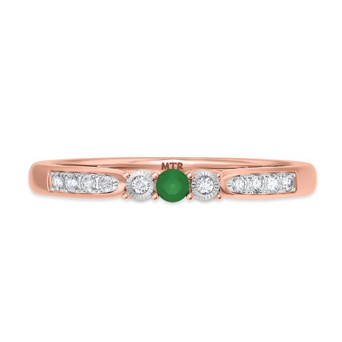 Photo of Hana 1/8 Carat T.W. Emerald and Diamond Ladies Wedding Band 10K Rose Gold [BT2143RL]
