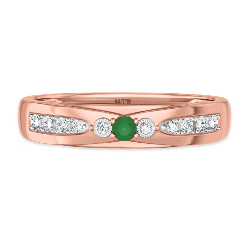 Photo of Hana 1/7 Carat T.W. Emerald and Diamond Mens Wedding Band 10K Rose Gold [BT2143RM]