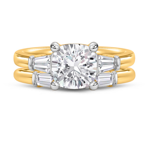 Photo of Canna 2 3/4 ct tw. Lab Grown Cushion Solitaire Bridal Set 14K Yellow Gold [BR2118Y-Q195]