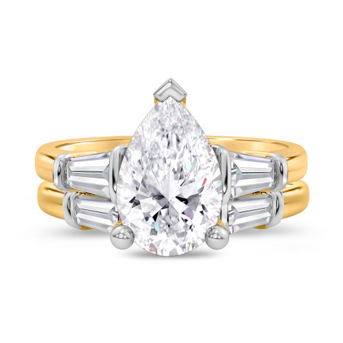 Photo of Canna 4 ct tw. Lab Grown Pear Solitaire Bridal Set 10K Yellow Gold [BR2130Y-M295]