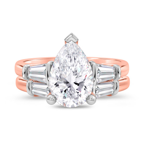 Photo of Canna 4 ct tw. Lab Grown Pear Solitaire Bridal Set 10K Rose Gold [BR2130R-M295]