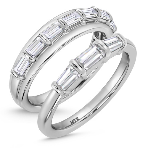 Photo of Canna 2 ct tw. Lab Grown Diamond Wedding Band Set 10K White Gold [WB2116W]
