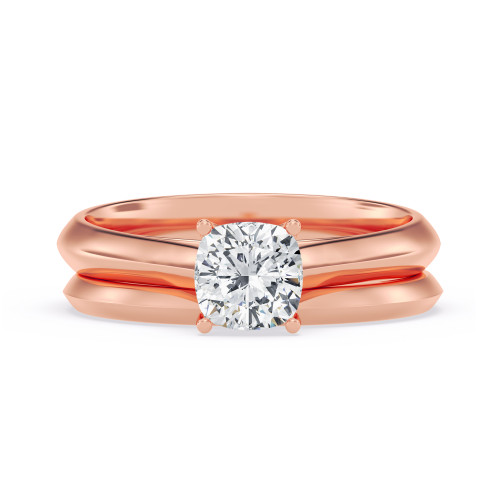 Photo of Jena 1 ct tw. Lab Grown Cushion Solitaire Bridal Set 14K Rose Gold [BR2178R-C000]