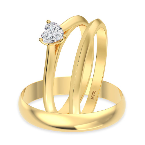 Photo of Jena 1/4 ct tw. Heart Solitaire Trio Set 10K Yellow Gold [BT2236Y-H023]