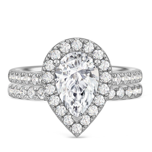 Photo of Adeola 3 ct tw. Lab Grown Pear Solitaire Bridal Set 14K White Gold [BR2306W-M195]