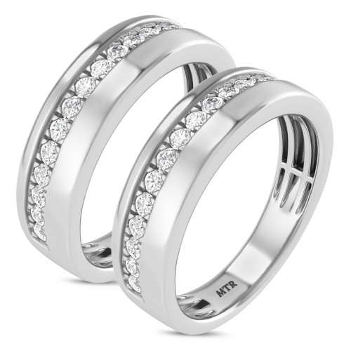 Photo of Daisy 3/8 ct tw. Diamond Same Sex Mens Band Set 14K White Gold [WM2292W]