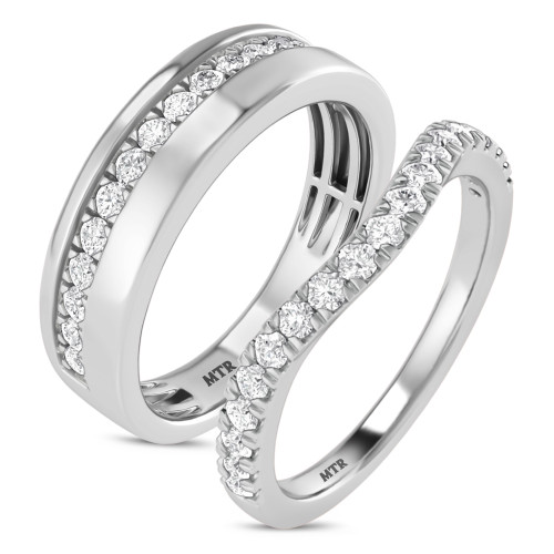 Photo of Daisy 3/4 ct tw. Wedding Band Set 14K White Gold [WB2292W]