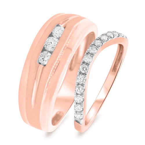 Photo of Alexa 3/4 ct tw. Wedding Band Set 14K Rose Gold [WB440R]