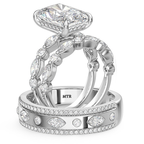 Photo of Stacy 7 1/7 ct tw. Lab Grown Diamond Radiant Solitaire Trio Set 10K White Gold [BT2451W-Z495]