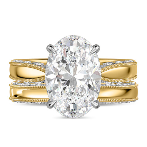 Photo of Palmona 5 1/3 ct tw. Lab Grown Diamond Oval Solitaire Bridal Set 14K Yellow Gold [BR2447Y-I495]