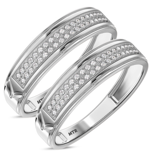 Photo of Gracie 1/5 ct tw. Lab Grown Diamond Same Sex Ladies Band Set 14K White Gold [WL2453W]
