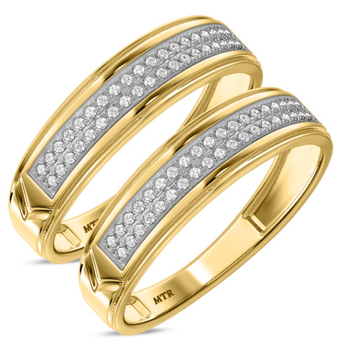 Photo of Gracie 1/5 ct tw. Lab Grown Diamond Same Sex Ladies Band Set 14K Yellow Gold [WL2453Y]