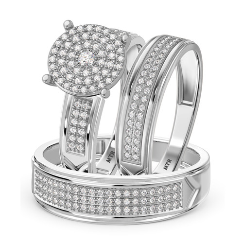 Photo of Gracie 5/8 ct tw. Lab Grown Diamond Round Cluster Trio Set 14K White Gold [BT2453W-C037]