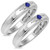Photo of Abilia 1/5 Carat T.W. Sapphire and Diamond Matching Wedding Band Set 10K White Gold [WM877W]