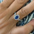 Photo of Magnol 1 1/2 Carat T.W. Sapphire and Diamond Trio Matching Wedding Ring Set 10K White Gold [BT872W-C000]