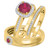 Photo of Delphine 1 1/2 CT. T.W. Diamond,Ruby and Diamond Trio Matching Wedding Ring Set 14K Yellow Gold [BT2080Y-C000]