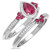 Photo of Abilia 1 1/10 CT. T.W. Ruby and Diamond Matching Bridal Ring Set 10K White Gold [BR2076W-C000]