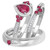 Photo of Abilia 1 1/5 Carat T.W. Ruby and Diamond Trio Matching Wedding Ring Set 10K White Gold [BT2076W-C000]
