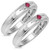 Photo of Abilia 1/5 CT. T.W. Ruby and 1/25 CT. T.W. Diamond Matching Wedding Band Set 10K White Gold [WM2076W]