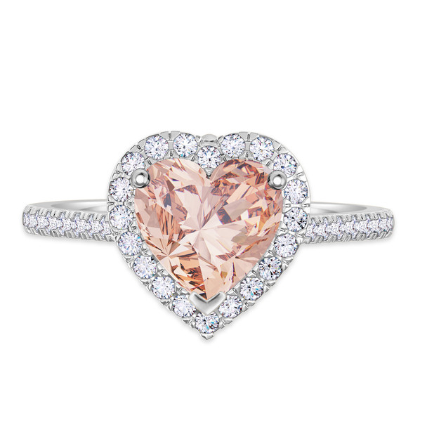 Messika heart-shaped pink diamond engagement ring set with