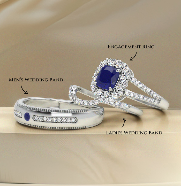 SAPPHIRE TRIO RING SETS