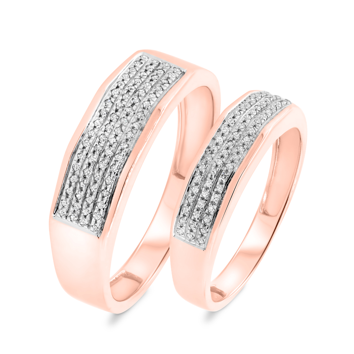 Enamor 1/4 ct tw. Wedding Band Set 10K Rose Gold - My Trio Rings