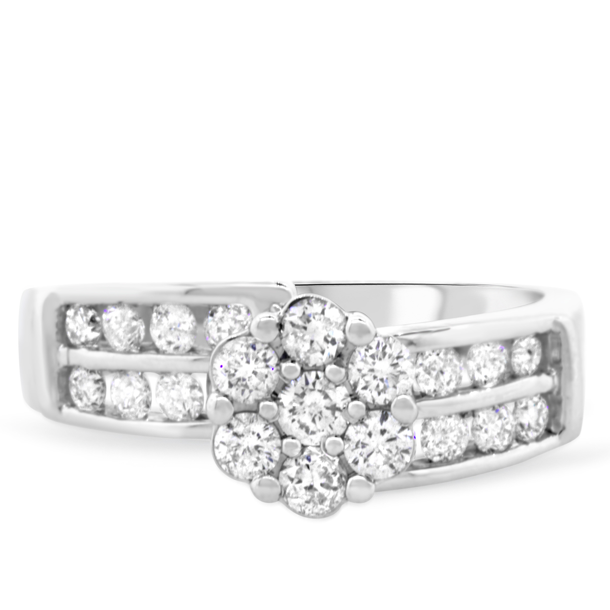 2 CT. T.W. Diamond Three Flower Ring in 14K White Gold | Zales Outlet