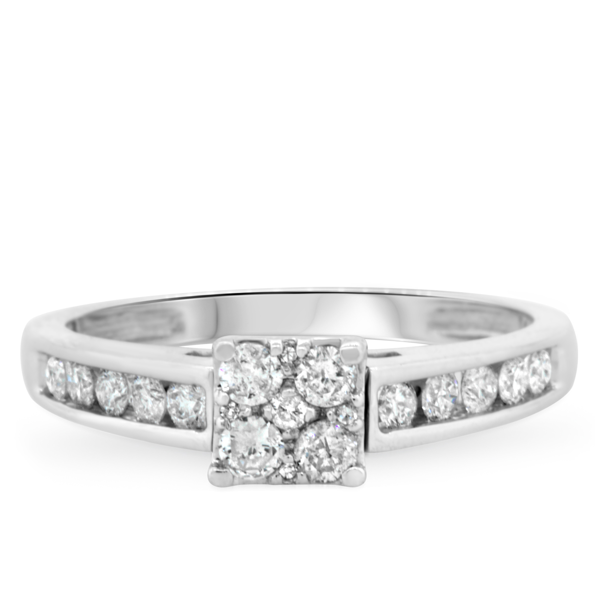 Arabella 1/2 ct tw. Princess Cluster Engagement Ring 14K White Gold