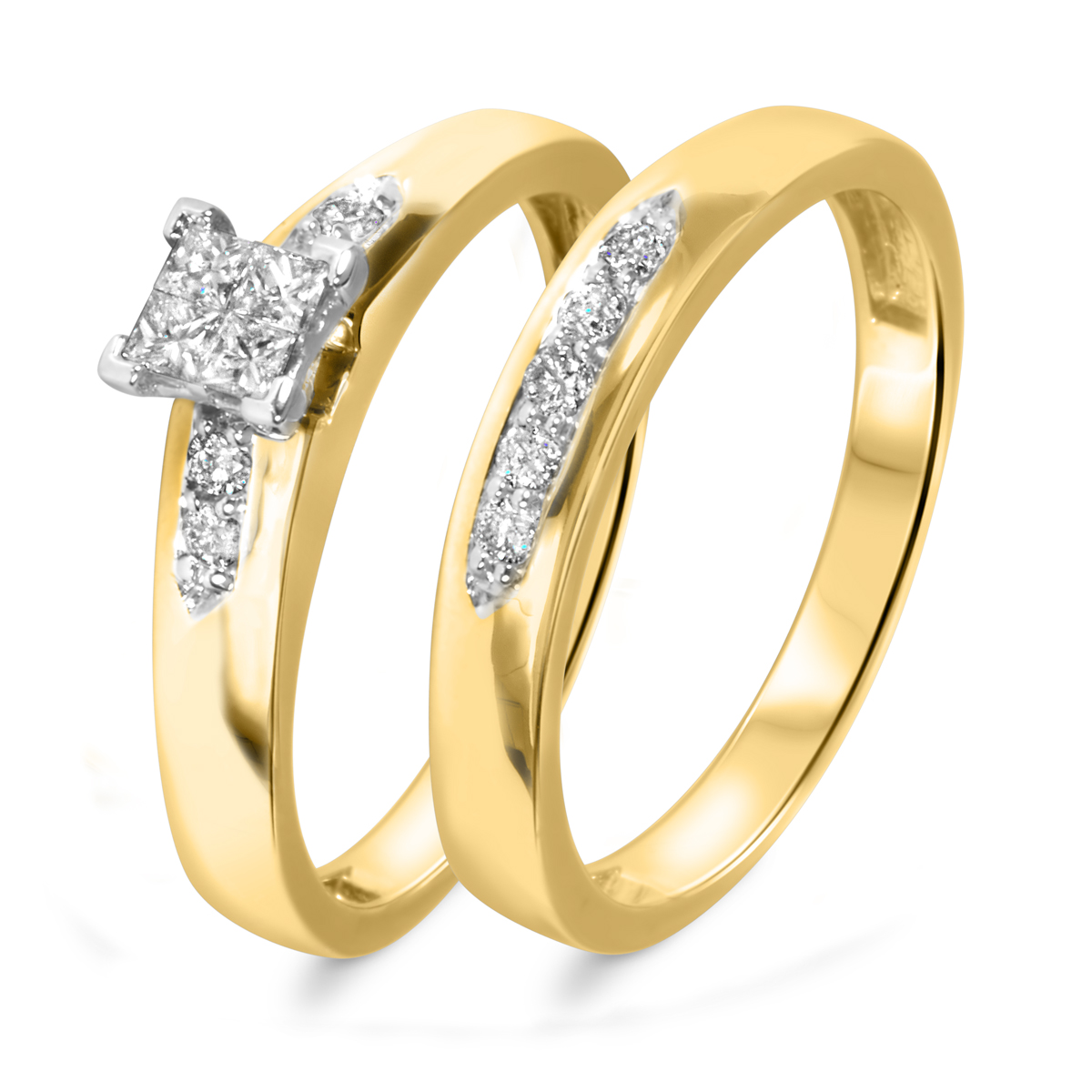Yellow Gold Bridal Ring Set Engagement Set Vintage Filigree Milgrain W