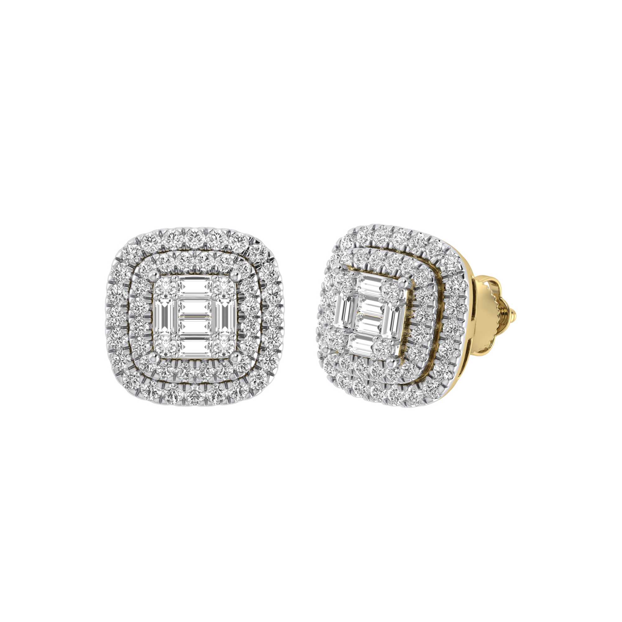 3/4 Cttw White Natural Diamond Round Cut Cluster Earrings in 10k