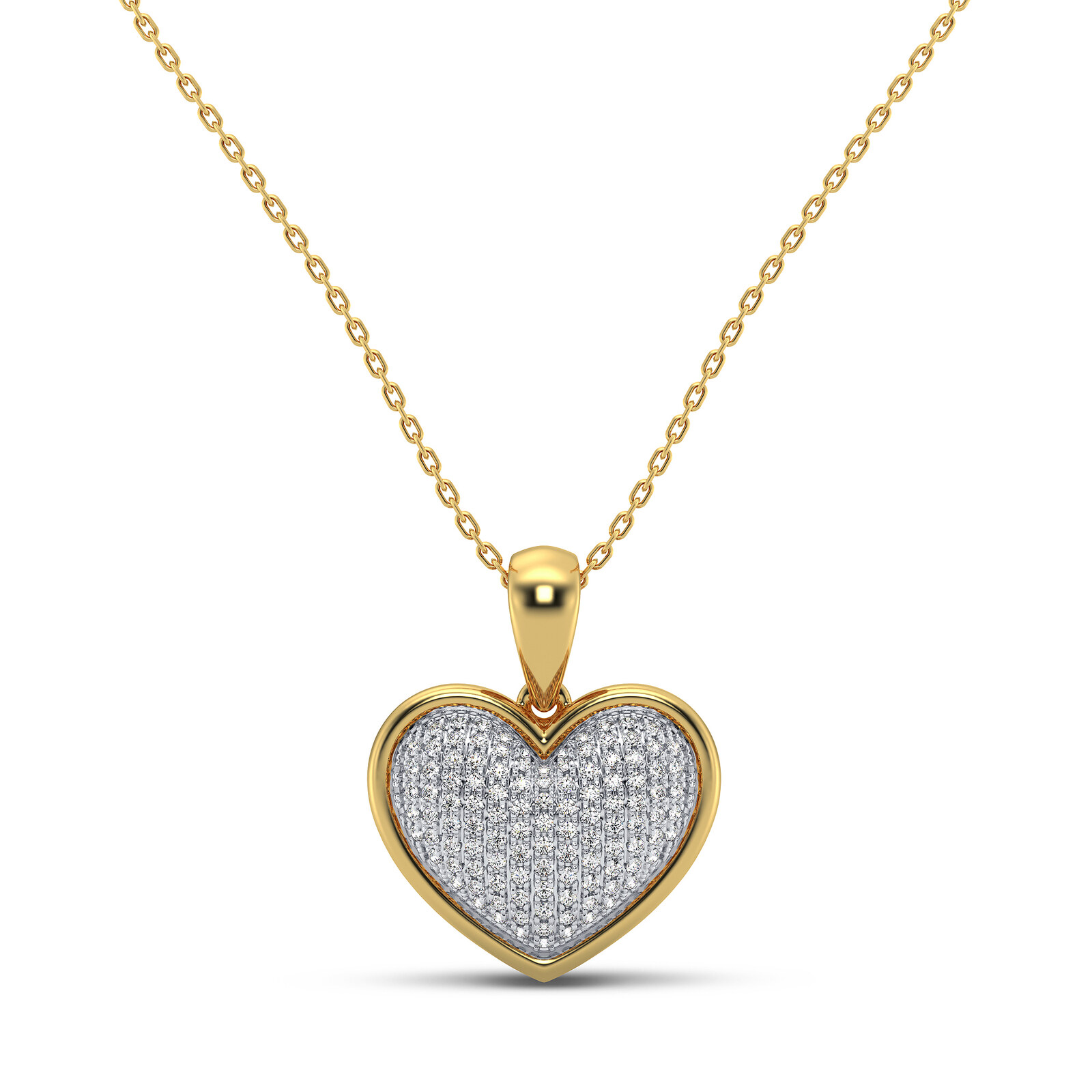 Cluster Diamond Double Chain Necklace In 14K Yellow Gold