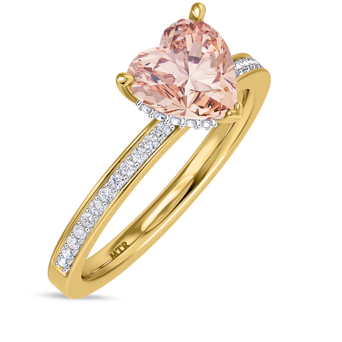 Armani 2 1 4 ct tw. Heart Morganite Bridal Ring Set 14K Yellow