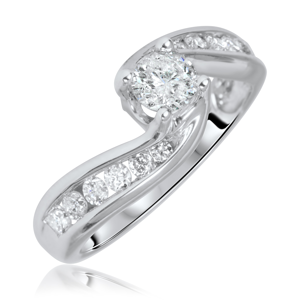 Interlocking Wedding Set with Diamond 1/2ct Princess / 14K Gold