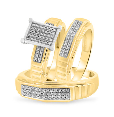 Matching Trio Ring and - Real Sets Diamonds Gold