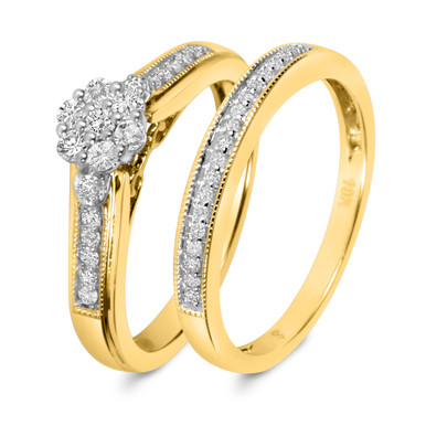 Oshun 1/3 ct tw. Round Diamond Bridal Ring Set 14K Yellow Gold - My ...