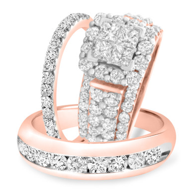 Enamor 1/4 ct tw. Wedding Band Set 10K Rose Gold - My Trio Rings