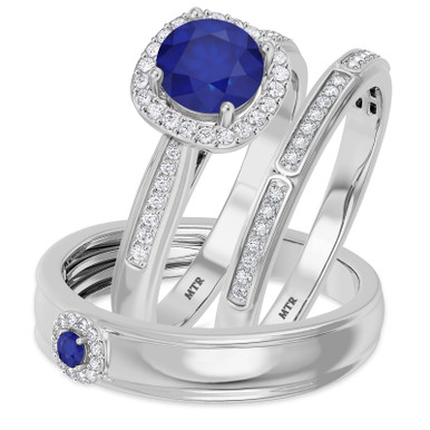 The 2.00 ct Oval Cut Cobalt Blue Wedding Ring Set | South Africa