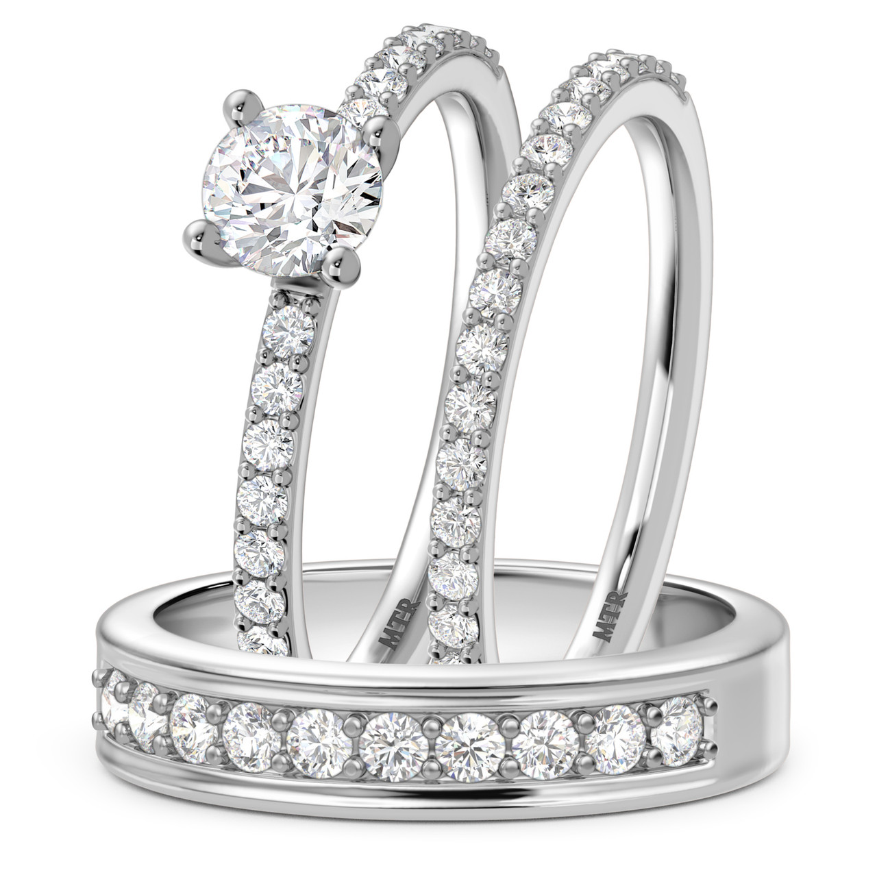 Photo of Keanu 1 1/2 ct tw. Lab Grown Round Solitaire Trio Set 10K White Gold [BT1410W-L045]