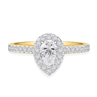 2.5 CTW Solitaire Pear-Cut Engagement Ring in 18K Gold 18K Yellow Gold/VVS Lab-Grown / 3.5 / Matching Diamond Band (+$1000)