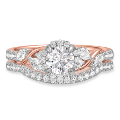 Rose Gold Bridal Ring, Modern Wedding Set for Women ADLR383S