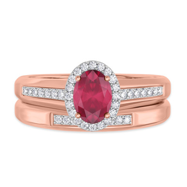 Chrisoula 7/8 CT. T.W. Ruby and Diamond Matching Bridal Ring Set 10K ...