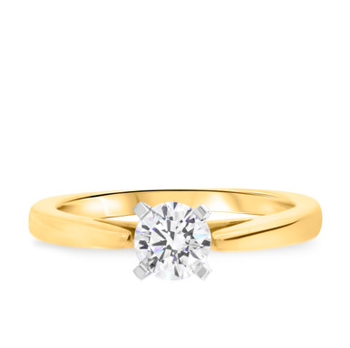 Azyan 1/2 ct tw. Diamond Round Solitaire Engagement Ring 10K Yellow ...