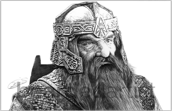 Gimli from Lord of the Rings Fine Art - "Son of Gloin" - Lord of the Rings Artwork - 11x17 Pencil Drawing Print