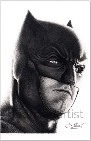 "Batfleck" - 11x17 Pencil Drawing Print