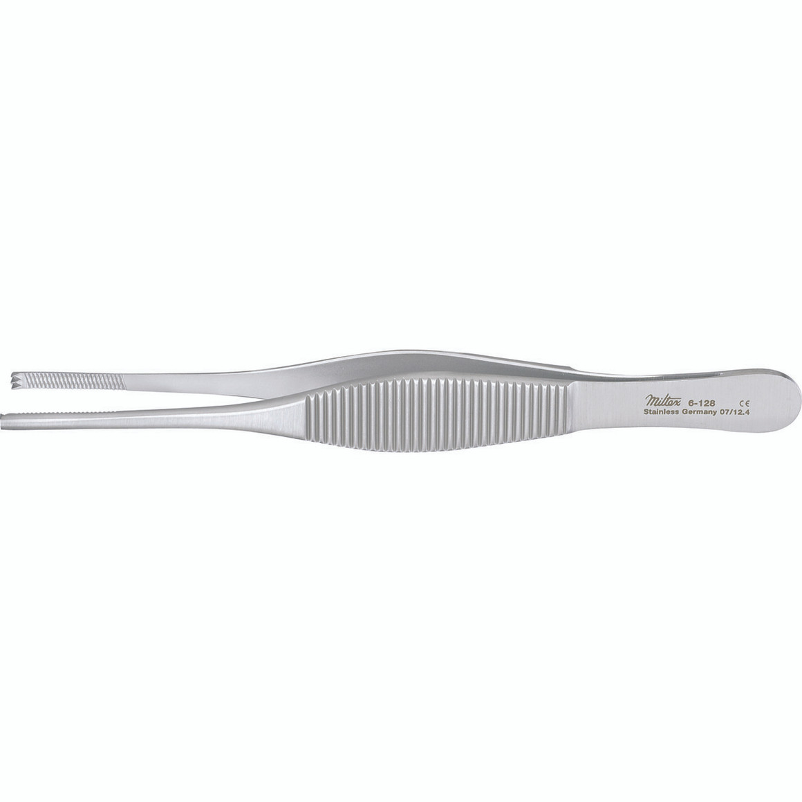 Miltex Heaney Tissue Forceps, 5-3/8" (138mm), Cross Serrated Tips, 2 X 3 Teeth, 6-128