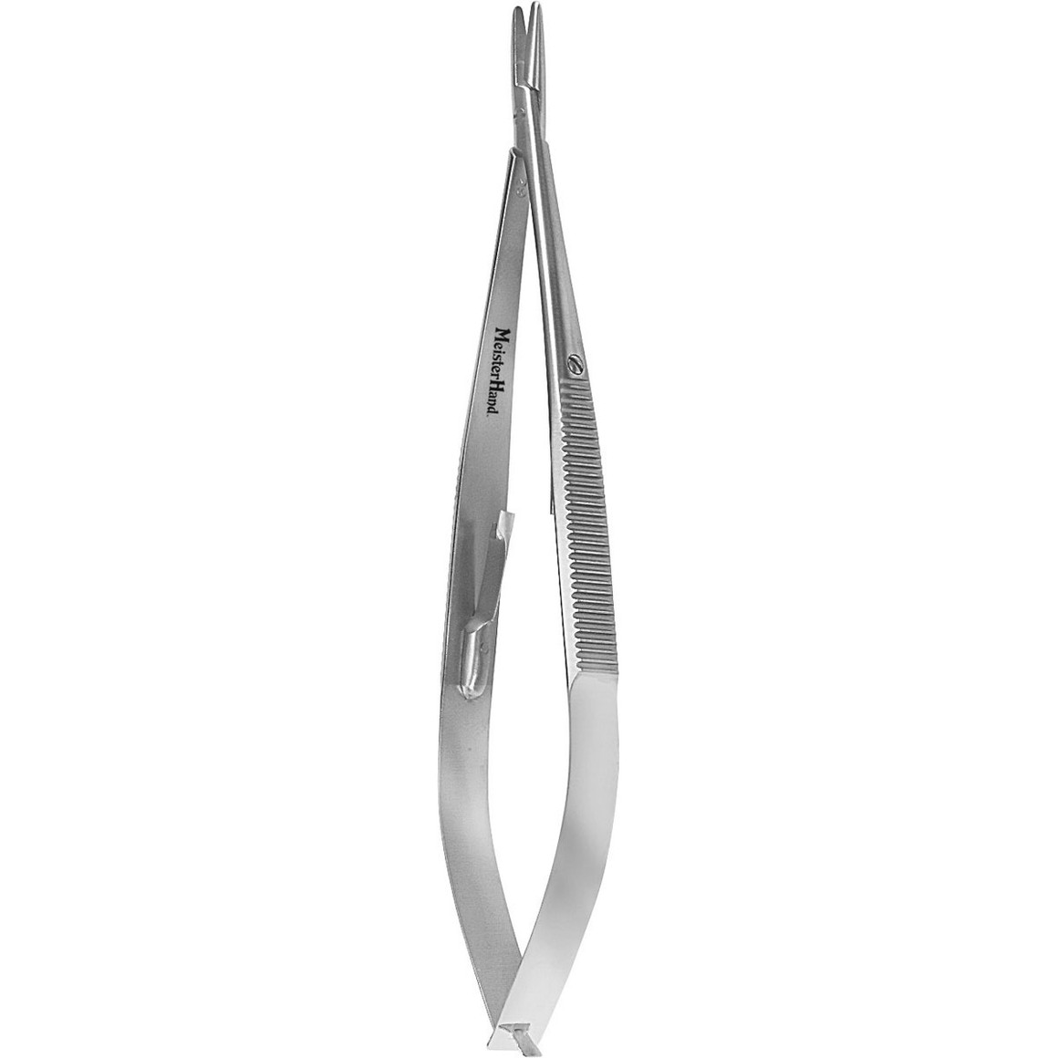 Meisterhand Castroviejo Needle Holder, 5-5/8" (143mm), Tungsten Carbide, Straight, Smooth Jaws, Serrated Handle W/Lock, MH18-1828TC