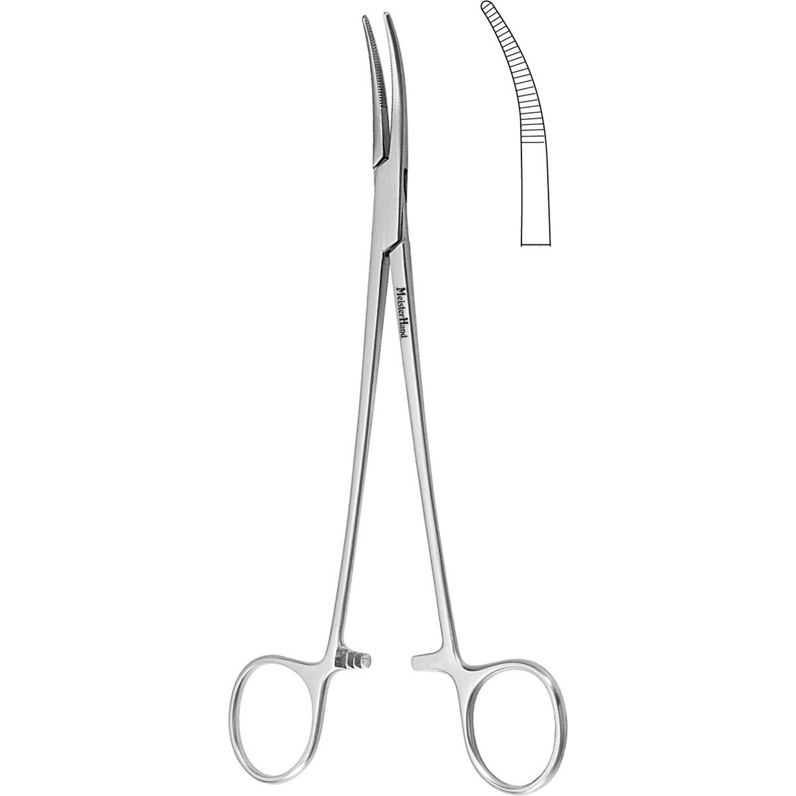 Meisterhand Schnidt Tonsil Hemostat Forceps, 7-1/2" (190mm), Half Curved, Closed Rings, MH22-662