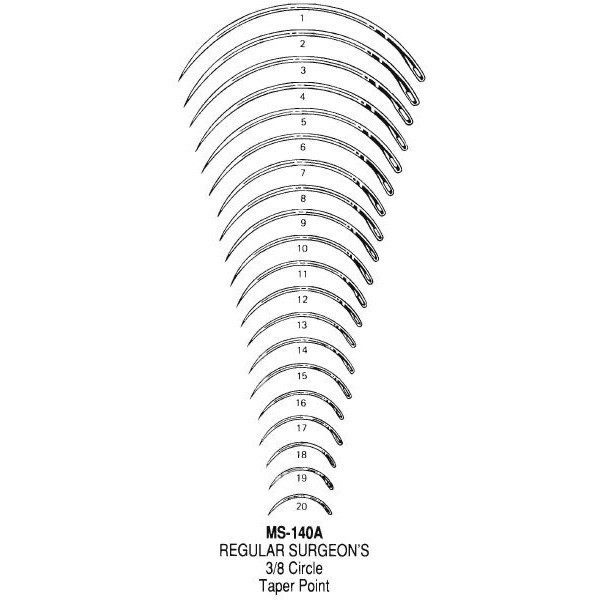 Miltex Regular Surgeon'S Needle, Size 8, 3/8 Circle Taper Point, 12/Pack, MS140A-8