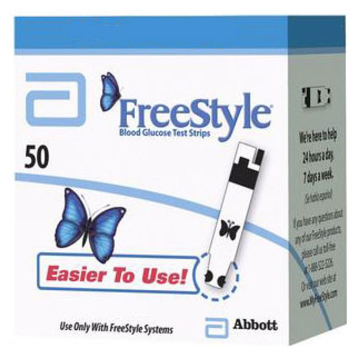 Abbott Freestyle Blood Glucose Test Strips, With Coulometry Technology, 0.3L Small, Blood Size, 15 Sec Test Time, 3 Simple Steps, 50/Box